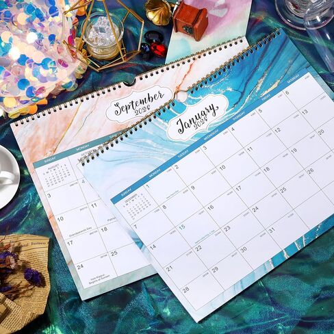 2024 Wall Calendar - 12 Months Calendar from Jan. 2024 - Dec 2024, 14.8" x 11.6", Large Blank Blocks with Julian Dates, Strong Twin-Wire Binding, Premium Wall Calendar for Organizing in Saudi Arabia
