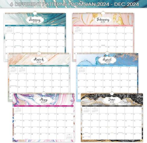 2024 Wall Calendar - 12 Months Calendar from Jan. 2024 - Dec 2024, 14.8" x 11.6", Large Blank Blocks with Julian Dates, Strong Twin-Wire Binding, Premium Wall Calendar for Organizing in Saudi Arabia