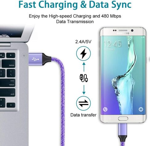 Charger Plug Micro USB Cable Compatible for Samsung Galaxy S7 S6 J7 J7V J3 J3V J8 J5 A6 A10 Note 5 4,LG K50 K40 K30 K20 V10,Moto E6 E5 G4 G5,Tablet,Wall Charging Block Fast Charging Android Phone Cord in Saudi Arabia