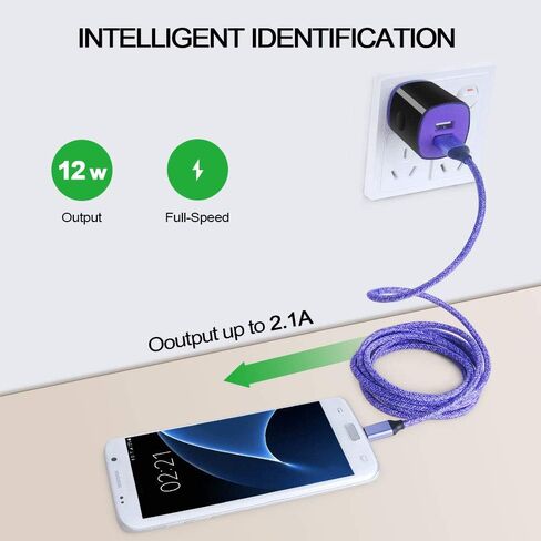 Charger Plug Micro USB Cable Compatible for Samsung Galaxy S7 S6 J7 J7V J3 J3V J8 J5 A6 A10 Note 5 4,LG K50 K40 K30 K20 V10,Moto E6 E5 G4 G5,Tablet,Wall Charging Block Fast Charging Android Phone Cord in Saudi Arabia