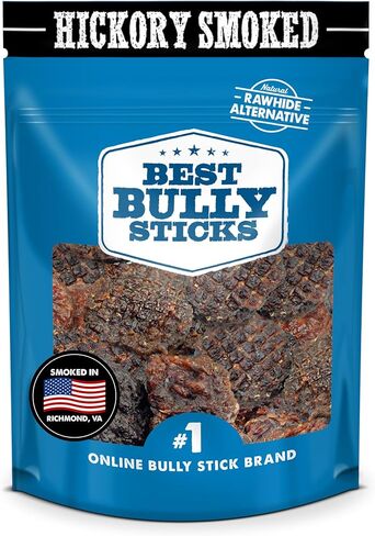 Premium Hickory Smoked 100% Beef Burger Slider Crunchy Dog Treats - No Additives, Made of 100% Natural Bully Sticks - Bite-Sized & Highly Digestible Dog Treats for Training, Rewards - 1/2 lb Bag in Kuwait