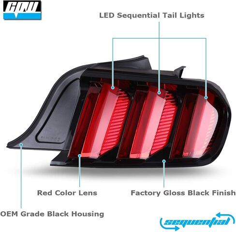 أضواء خلفية CPW على الطراز الأوروبي متوافقة مع 2015 2016 2017 2018 2019 2020 2021 2022 Ford Mustang LED أضواء خلفية ومصابيح خلفية تسلسلية التوصيل والتشغيل (واضح) in Kuwait