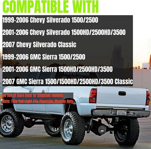 مصابيح خلفية متوافقة مع Chevy Silverado 1500 2500 3500 1999-2006، 2007 مع هيكل كلاسيكي، GMC Sierra 1500 2500 3500 1999-2002، بدون مصابيح (زوج من اللون الأحمر) in Saudi Arabia