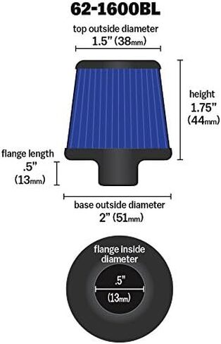 K&N Vent Air Filter/Breather: High Performance, Premium, Washable, Replacement Engine Filter: Flange Diameter: 0.375 In, Filter Height: 1.75 In, Flange Length: 0.5 In, Shape: Breather, 62-1600BL in Saudi Arabia