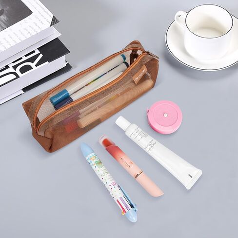 Colorlife Mesh Pen Bag, 3 Pack Zipper Mesh Pouch, Multifunctional Clear Pencil Case Organizer Stationery Storage Bag for Office Supplies Cosmetics Makeup Travel Accessories in Saudi Arabia
