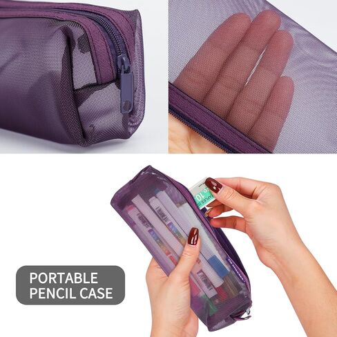 Colorlife Mesh Pen Bag, 3 Pack Zipper Mesh Pouch, Multifunctional Clear Pencil Case Organizer Stationery Storage Bag for Office Supplies Cosmetics Makeup Travel Accessories in Saudi Arabia