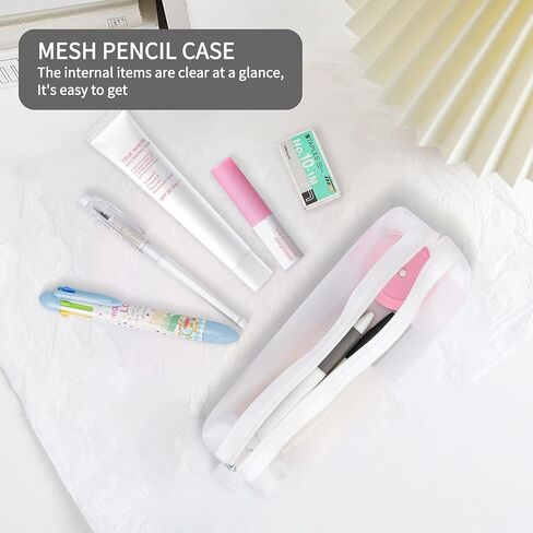 Colorlife Mesh Pen Bag, 3 Pack Zipper Mesh Pouch, Multifunctional Clear Pencil Case Organizer Stationery Storage Bag for Office Supplies Cosmetics Makeup Travel Accessories in Saudi Arabia