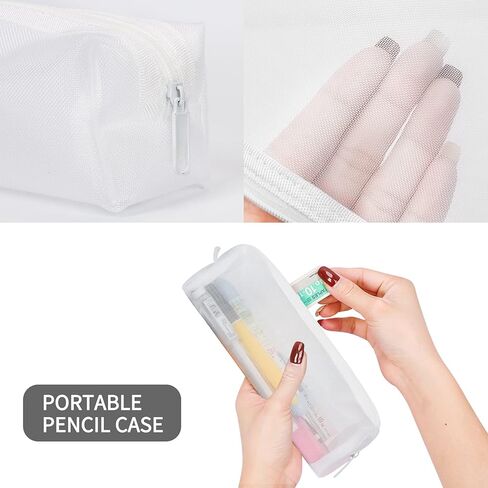 Colorlife Mesh Pen Bag, 3 Pack Zipper Mesh Pouch, Multifunctional Clear Pencil Case Organizer Stationery Storage Bag for Office Supplies Cosmetics Makeup Travel Accessories in Kuwait
