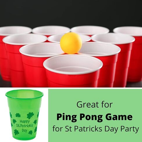 4E's Novelty 50 Pack St Patricks Day Party Cups Disposable Plastic 16 Oz Bulk Green Cups for Saint Pattys Day Party Supplies for Kids Adults Decorations in Saudi Arabia