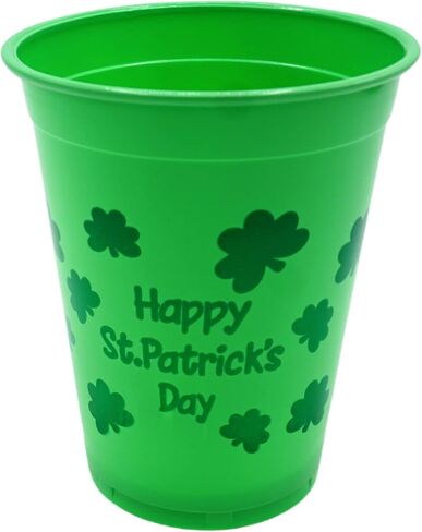 4E's Novelty 50 Pack St Patricks Day Party Cups Disposable Plastic 16 Oz Bulk Green Cups for Saint Pattys Day Party Supplies for Kids Adults Decorations in Saudi Arabia