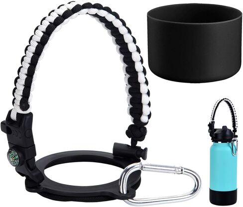 مقبض باراكورد لقارورة المياه 2.0 لزجاجات المياه ذات الفم الواسع (12 إلى 40 أونصة)، وملحقات حامل حلقة تسلق حزام النجاة، بالإضافة إلى حذاء سيليكون واقٍ لطيف in Kuwait