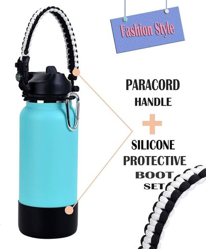 مقبض باراكورد لقارورة المياه 2.0 لزجاجات المياه ذات الفم الواسع (12 إلى 40 أونصة)، وملحقات حامل حلقة تسلق حزام النجاة، بالإضافة إلى حذاء سيليكون واقٍ لطيف in Kuwait