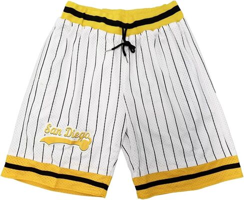 Men's Stitched Letter Graphic Track Baseball Shorts Drawstring Waist Summer Workout Shorts City Gift in Saudi Arabia