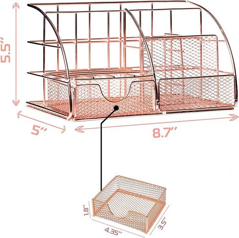 Gold Desk Organizer, All in One Desktop Organizer with Pen Holder, Pencil Holder and Paper Organizer, Cute Mesh Desk Accessories with Drawer for Home Office Supplies Organizer & Decor in Saudi Arabia