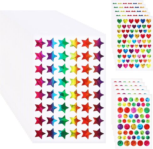 2055 PCS Star Stickers Rainbow Holographic Small Stickers Reward Stickers Colorful Glitter Dot Stickers Foil Heart Stickers Classroom Teacher Supplies for DIY Craft Office Decoration in Saudi Arabia