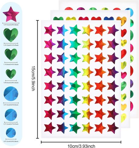 2055 PCS Star Stickers Rainbow Holographic Small Stickers Reward Stickers Colorful Glitter Dot Stickers Foil Heart Stickers Classroom Teacher Supplies for DIY Craft Office Decoration in Saudi Arabia