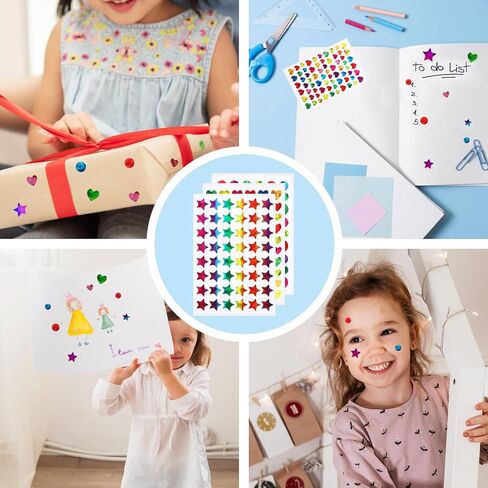2055 PCS Star Stickers Rainbow Holographic Small Stickers Reward Stickers Colorful Glitter Dot Stickers Foil Heart Stickers Classroom Teacher Supplies for DIY Craft Office Decoration in Saudi Arabia