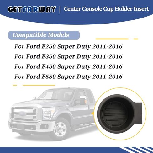 حامل أكواب وحدة التحكم المركزية إدراج CC3Z-2813562-AA BC3Z-2813562-AA متوافق مع Ford F250 F350 F450 F550 Super Duty 2011-2016 أسود (قطعتان) in Kuwait