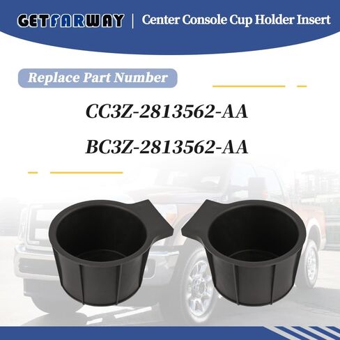 حامل أكواب وحدة التحكم المركزية إدراج CC3Z-2813562-AA BC3Z-2813562-AA متوافق مع Ford F250 F350 F450 F550 Super Duty 2011-2016 أسود (قطعتان) in Kuwait