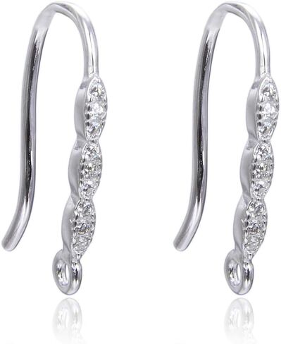 4pcs Adabele Authentic 925 Sterling Silver Fancy Earring Hook Dangle 3mm Cubic Zirconia CZ Diamond Ear Wire Tarnish Resistant Rhodium Plated for Earrings Jewelry Making SS454 in Saudi Arabia