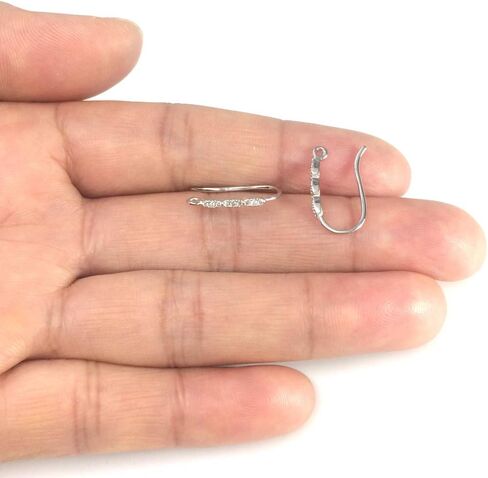 4pcs Adabele Authentic 925 Sterling Silver Fancy Earring Hook Dangle 3mm Cubic Zirconia CZ Diamond Ear Wire Tarnish Resistant Rhodium Plated for Earrings Jewelry Making SS454 in Saudi Arabia