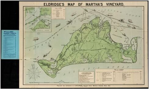 1913 Map|Dukes|Martha's Vineyard Eldridge's of Martha's Vineyard Includes Tables of Distances an|Vintage Fine Art Reproduction|Ready to Frame in Kuwait