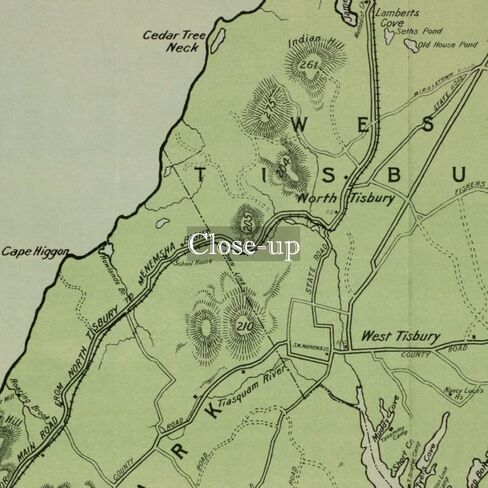1913 Map|Dukes|Martha's Vineyard Eldridge's of Martha's Vineyard Includes Tables of Distances an|Vintage Fine Art Reproduction|Ready to Frame in Kuwait