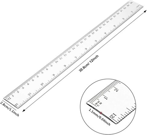 60 Pack Clear Plastic Ruler, 12 Inch Standard/Metric Rulers Straight Ruler Measuring Tool for Student School Office in Saudi Arabia