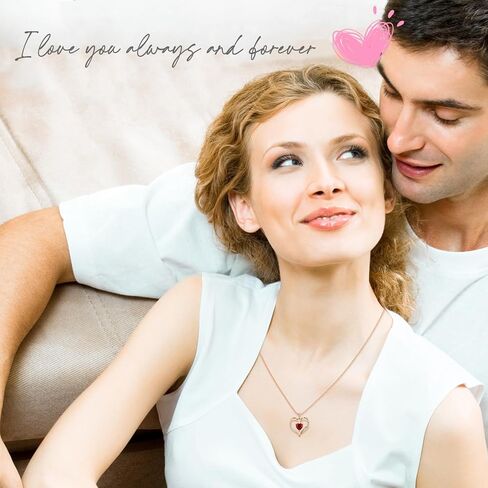 Rose Gold Heart Necklaces for Women,S925 Sterling Silver Jewelry for Women, Mom Birthday Valentines Mothers Day Gifts, Girlfriend Necklaces, Daughter Heart Jewelry, Anniversary for Her (Rose Gold-01/07-Jan/July) in Saudi Arabia
