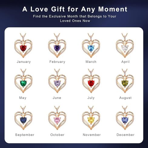 Rose Gold Heart Necklaces for Women,S925 Sterling Silver Jewelry for Women, Mom Birthday Valentines Mothers Day Gifts, Girlfriend Necklaces, Daughter Heart Jewelry, Anniversary for Her (Rose Gold-01/07-Jan/July) in Saudi Arabia