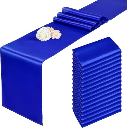 Pesonlook 15 Pack Royal Blue Table Runners 12 x 108 Inch Long for Rectangle Round Tables, Satin Table Runner for Wedding, Birthday Party Banquets Graduation Engagements Decoration in Kuwait