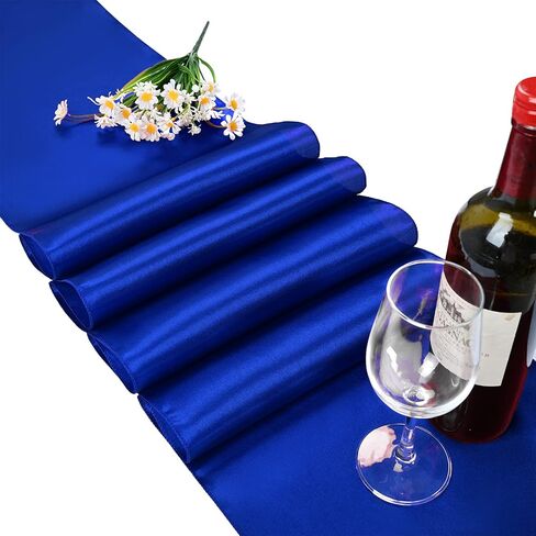 Pesonlook 15 Pack Royal Blue Table Runners 12 x 108 Inch Long for Rectangle Round Tables, Satin Table Runner for Wedding, Birthday Party Banquets Graduation Engagements Decoration in Kuwait