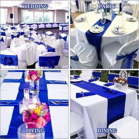 Pesonlook 15 Pack Royal Blue Table Runners 12 x 108 Inch Long for Rectangle Round Tables, Satin Table Runner for Wedding, Birthday Party Banquets Graduation Engagements Decoration in Kuwait