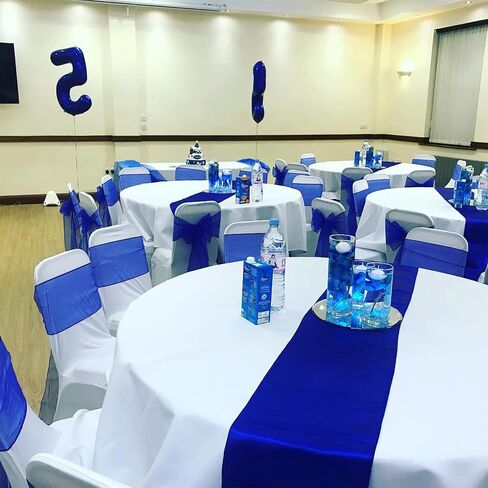 Pesonlook 15 Pack Royal Blue Table Runners 12 x 108 Inch Long for Rectangle Round Tables, Satin Table Runner for Wedding, Birthday Party Banquets Graduation Engagements Decoration in Kuwait
