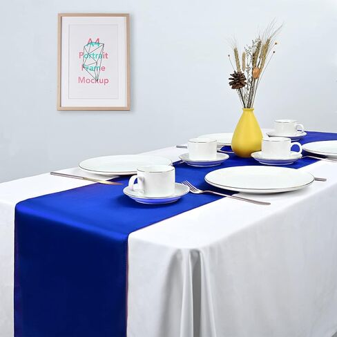 Pesonlook 15 Pack Royal Blue Table Runners 12 x 108 Inch Long for Rectangle Round Tables, Satin Table Runner for Wedding, Birthday Party Banquets Graduation Engagements Decoration in Kuwait