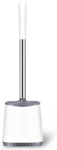 Toilet Brush, Toilet Brush and Holder, Silicone Flexible Toilet Bowl Brush Head with Ventilated Holder, Wall Mounted Compact Toilet Brush Set for Bathroom Cleaning (1, White) in Saudi Arabia