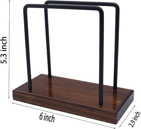Stand Napkin Holder for Table - Farmhouse Metal Napkin Holder for Dinner Table, Paper Napkin Holders for Kitchen Countertop, Wooden Tissue Dispenser for Cocktail,Bar,Restaurant (Black) in Saudi Arabia