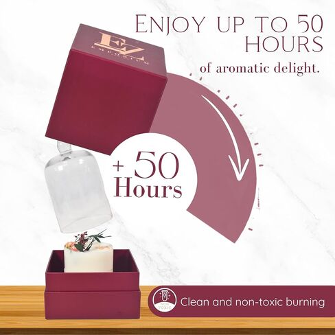 Luxury Scented Candle - 100% Soy Wax, Non-Toxic & Eco-Friendly, 50+ Hour Burn Time, Premium Home Decor with Glass Cover, 10 Oz, Cotton Wick, Rose Temptation Fragrance, Gift Box Included in Saudi Arabia