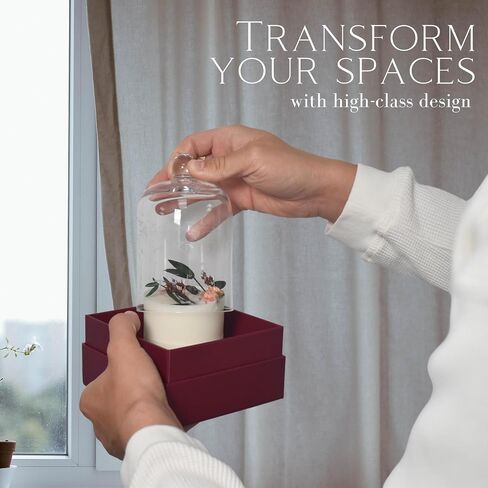 Luxury Scented Candle - 100% Soy Wax, Non-Toxic & Eco-Friendly, 50+ Hour Burn Time, Premium Home Decor with Glass Cover, 10 Oz, Cotton Wick, Rose Temptation Fragrance, Gift Box Included in Saudi Arabia