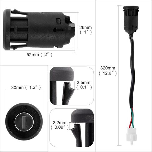 RUTU 4 Wire Ignition Switch Key Set with Cap for 50cc 90cc 110cc 125cc TaoTao Sunl Coolster Apollo Chinese ATV Dirt Pit Bike Scooter Pocket Motorcycle Quad Go Kart 4 Wheeler Parts in Saudi Arabia