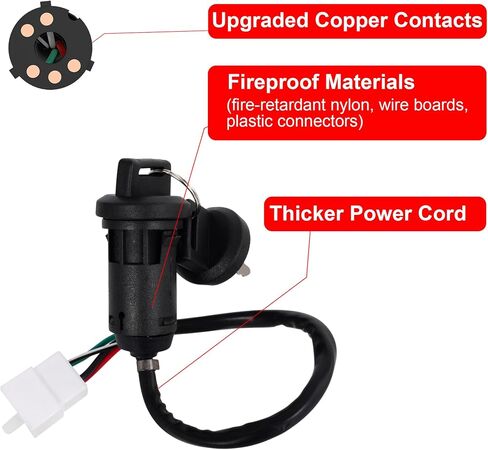 RUTU 4 Wire Ignition Switch Key Set with Cap for 50cc 90cc 110cc 125cc TaoTao Sunl Coolster Apollo Chinese ATV Dirt Pit Bike Scooter Pocket Motorcycle Quad Go Kart 4 Wheeler Parts in Saudi Arabia