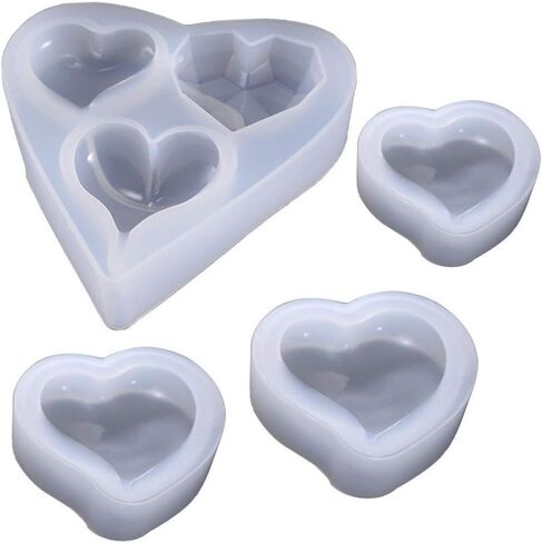 6 Style Deep Heart Shape Epoxy Mold Over 1" Size Silicone Mold UV Resin Love Heart Shape Beads for DIY Handmade Keychain Pendant -A in Kuwait