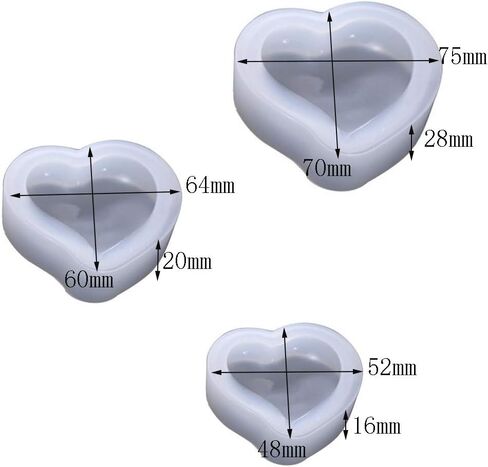 6 Style Deep Heart Shape Epoxy Mold Over 1" Size Silicone Mold UV Resin Love Heart Shape Beads for DIY Handmade Keychain Pendant -A in Kuwait