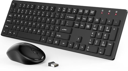 لوحة مفاتيح وماوس لاسلكيان مع USB بسرعة 2.4 جيجا هرتز، ماوس لوحة مفاتيح لاسلكي مع 1600 نقطة في البوصة، وضع الاستجابة والنوم، لنظام التشغيل Windows/PC/Chromebook/الكمبيوتر المحمول/الكمبيوتر (أسود) in Kuwait