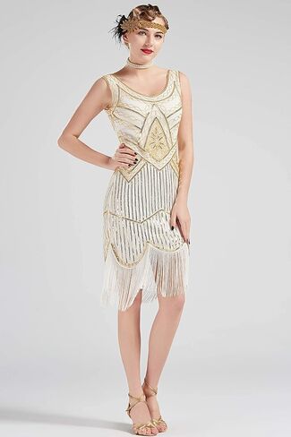 Coucoland 1920s Dress for Women Gatsby - Roaring 20s Costumes Harlem Nights Flapper Great Gatsby Dresses in Kuwait