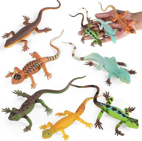 6PCS Fake Lizard Toys Realistic Rubber Reptile Animal Figures Plastic Wilde Life Creatures Lizard Figurines for Kids, Halloween Party Favor Prank Props Scary Toy in Saudi Arabia