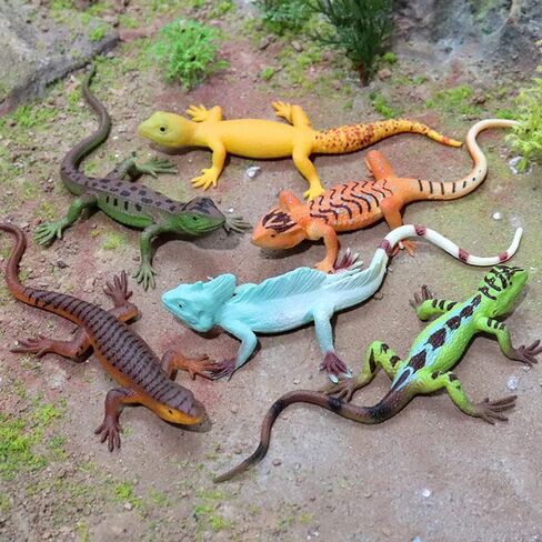 6PCS Fake Lizard Toys Realistic Rubber Reptile Animal Figures Plastic Wilde Life Creatures Lizard Figurines for Kids, Halloween Party Favor Prank Props Scary Toy in Saudi Arabia