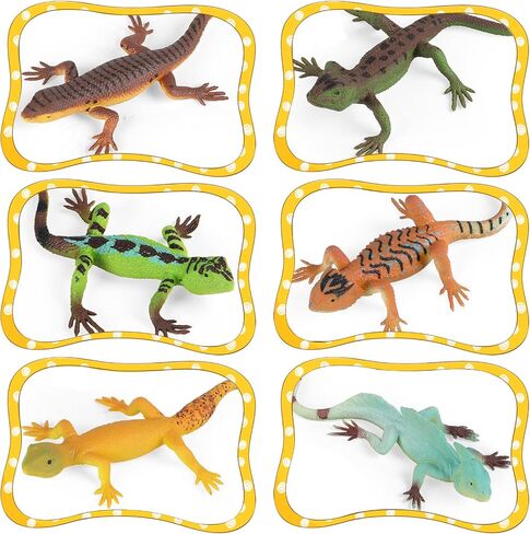 6PCS Fake Lizard Toys Realistic Rubber Reptile Animal Figures Plastic Wilde Life Creatures Lizard Figurines for Kids, Halloween Party Favor Prank Props Scary Toy in Saudi Arabia