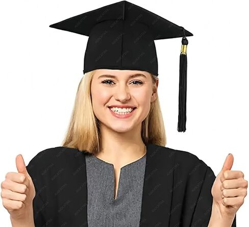 Midland High School Bachelor Master Graduation Cap and Gown Set with Tassel, Black in Saudi Arabia
