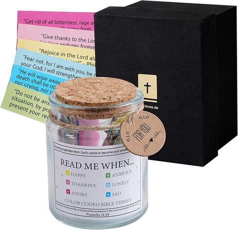 Bible Verses in a Jar,Hope Jar,Prayer Cards,Read Me When Bible Verses Jar for Emotions and Feelings,Christian Gifts Church Biblical Faith,90 Color Coded Bible Verses in a Jar,Father's Day Gifts in Saudi Arabia